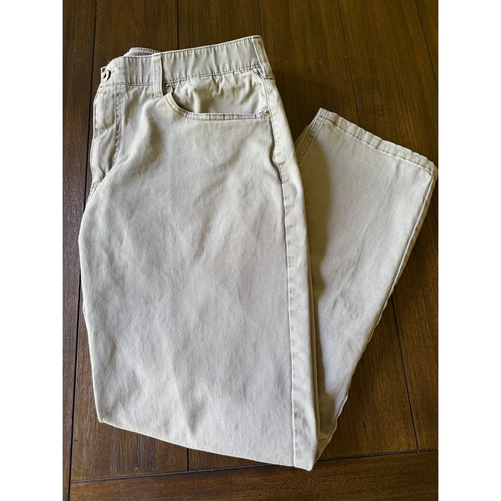 Iron Co Men 36x30 Chino Pant Gray Straight Leg Stretch Cotton Five Pocket Casual